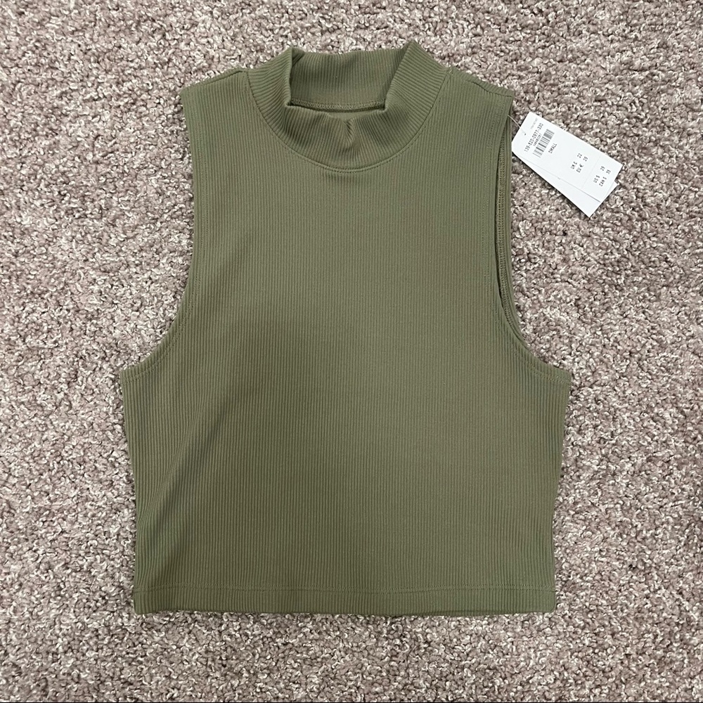 Abercrombie & Fitch olive green mock neck tank top S NWT